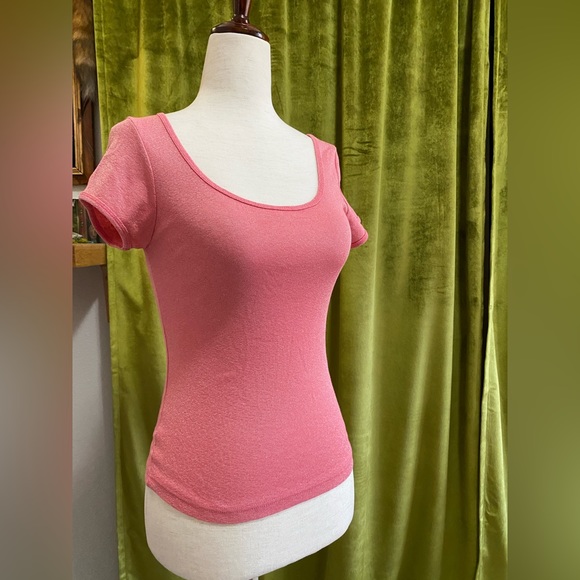 Vintage Bubble Gum Pink Top, Metalic, 1970s Roller Girl 🛼, Disco Queen 🪩 - Picture 4 of 9